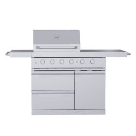 6-Burner 304 Stainless Steel Outdoor BBQ Grill, Electronic Ignition Portable Grill with Universal Wheels