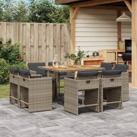 Patio Dining Set Set of 8 Gray, Dark Gray, Brown