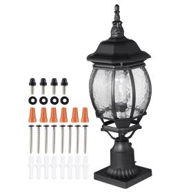 2 Pack Dusk to Dawn Outdoor Post Light, 20.87 in, Waterproof Lamp Post Light Fixtures with 5.5 in Pier Mount Base Glass Shade