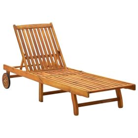 Sunlounger Natural Wood Solid Acacia Wood