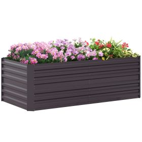 Galvanized Raised Garden Bed, Steel Outdoor Planters with Reinforced Rods, 71" x 36" x 23", Dark Gray