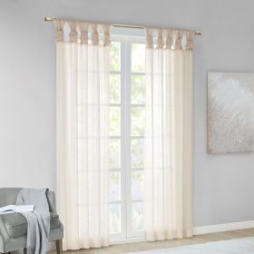 Twisted Tab Voile Sheer Window Pair (Color: as Pic)